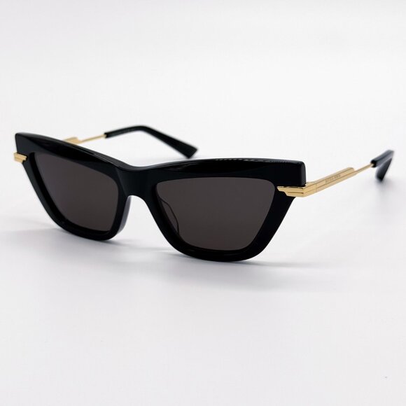 NEW BOTTEGA VENETA BV1241S 001 SUNGLASSES WOMEN BLACK GOLD CAT EYE SUNGLASSES - Picture 3 of 11